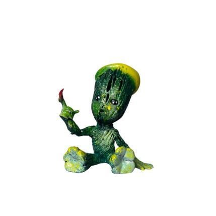 Sculpture Vert Groot Artiste par Shenoda | Sculpture Pop-art Graffiti, Résine