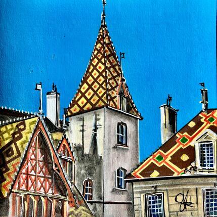 Painting Le clocher vernissé des Hospices de Beaune by Touras Sophie-Kim | Painting Realism Oil Pop icons, Still-life
