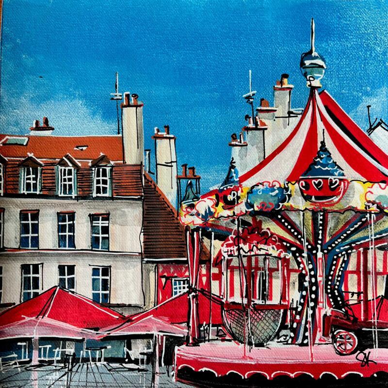 Painting Le carrousel de la place du Bareuzai à Dijon by Touras Sophie-Kim  | Painting Realism Still-life Oil