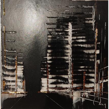 Painting City Never Sleep by Rey Julien | Painting Figurative Gold leaf