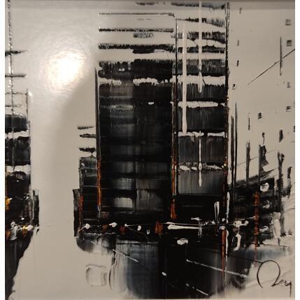 Peinture City night par Rey Julien | Tableau Figuratif Feuille d'or