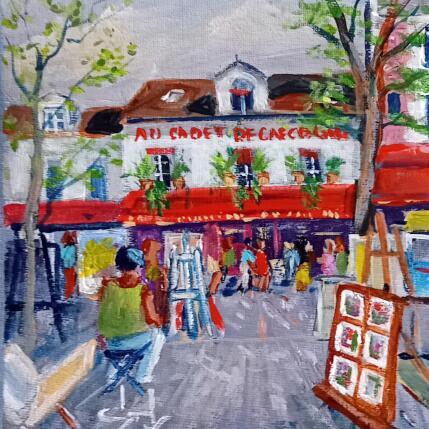 Painting Place du Tertre à Paris by Degabriel Véronique | Painting Figurative Oil Landscapes, Life style, Urban