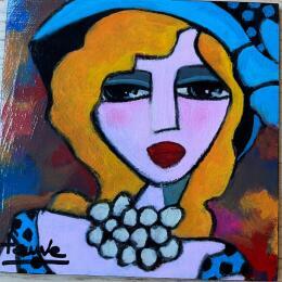 Peinture Douceur blonde  par Fauve | Tableau Figuratif Acrylique, Bois Scènes de vie