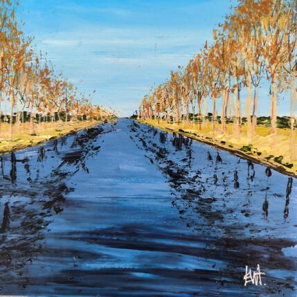 Peinture Le canal de Damme. par Rey Ewa | Tableau Figuratif Acrylique Paysages