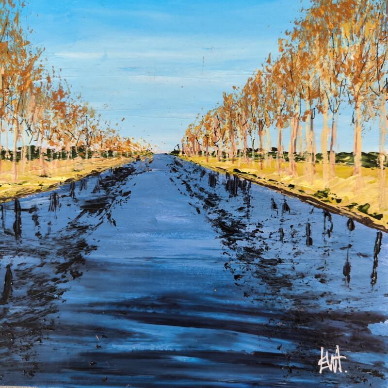 Peinture Le canal de Damme. par Rey Ewa | Tableau Figuratif Paysages Acrylique