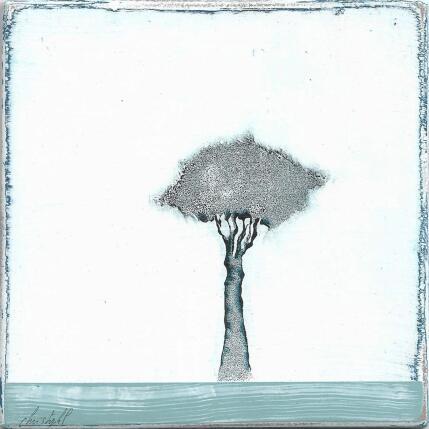 Peinture Sur le bleu d'un sol 476 par ChristophL | Tableau Figuratif Acrylique, Bois, Encre Minimaliste, Nature, Paysages