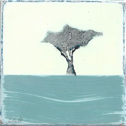 Peinture Sur le bleu d'un sol 477 par ChristophL | Tableau Figuratif Acrylique, Bois, Encre Minimaliste, Nature, Paysages
