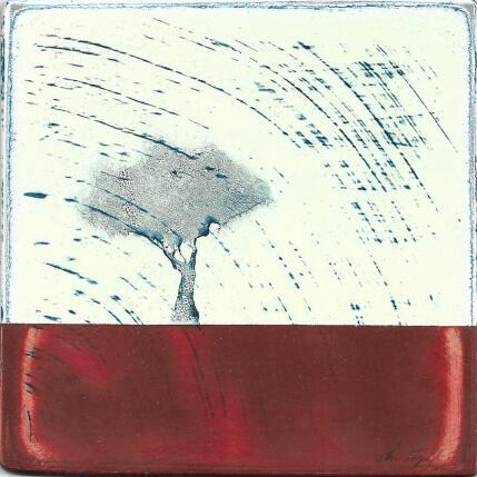 Peinture L'horizon rougeoyant 480 par ChristophL | Tableau Figuratif Acrylique, Bois, Encre Minimaliste, Nature, Paysages