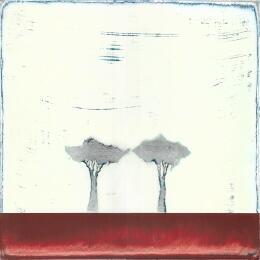 Painting L'horizon rougeoyant 483 by ChristophL | Painting Figurative Acrylic, Ink, Wood Landscapes, Minimalist, Nature