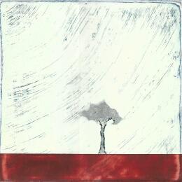 Painting L'horizon rougeoyant 484 by ChristophL | Painting Figurative Acrylic, Ink, Wood Landscapes, Minimalist, Nature
