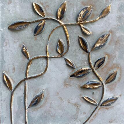 Painting Petites feuilles dorées entrelacées by Trébucq Marion  | Painting Figurative Acrylic, Pigments, Wood Nature