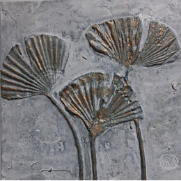 Painting Feuilles de ginkgo dorées by Trébucq Marion  | Painting Figurative Acrylic, Pigments, Wood Nature
