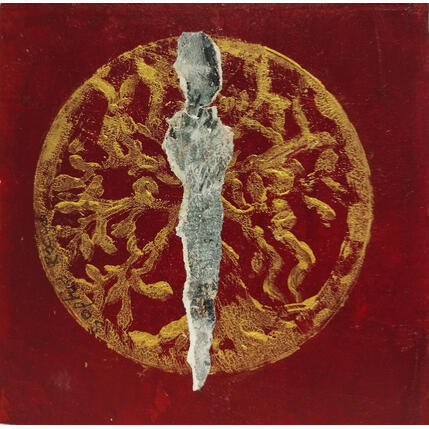 Painting Les cercles d'or by Rocco Sophie | Painting Raw art Acrylic, Gluing, Sand