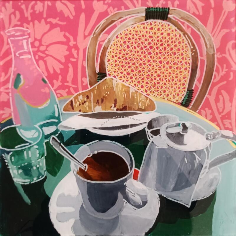 Peinture Marie-Antoinette reprit un croissant par Auriol Philippe | Tableau Figuratif Natures mortes Plexiglas Acrylique Posca