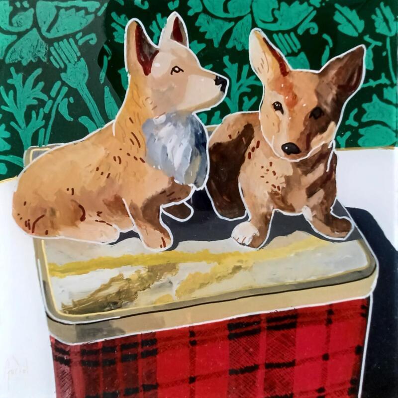 Painting Diana et Dodi évitaient Marks et Spencer by Auriol Philippe | Painting Figurative Still-life Plexiglass Acrylic Posca