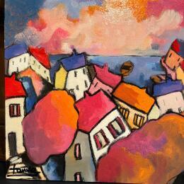 Peinture Bord de mer par Fauve | Tableau Figuratif Acrylique Paysages