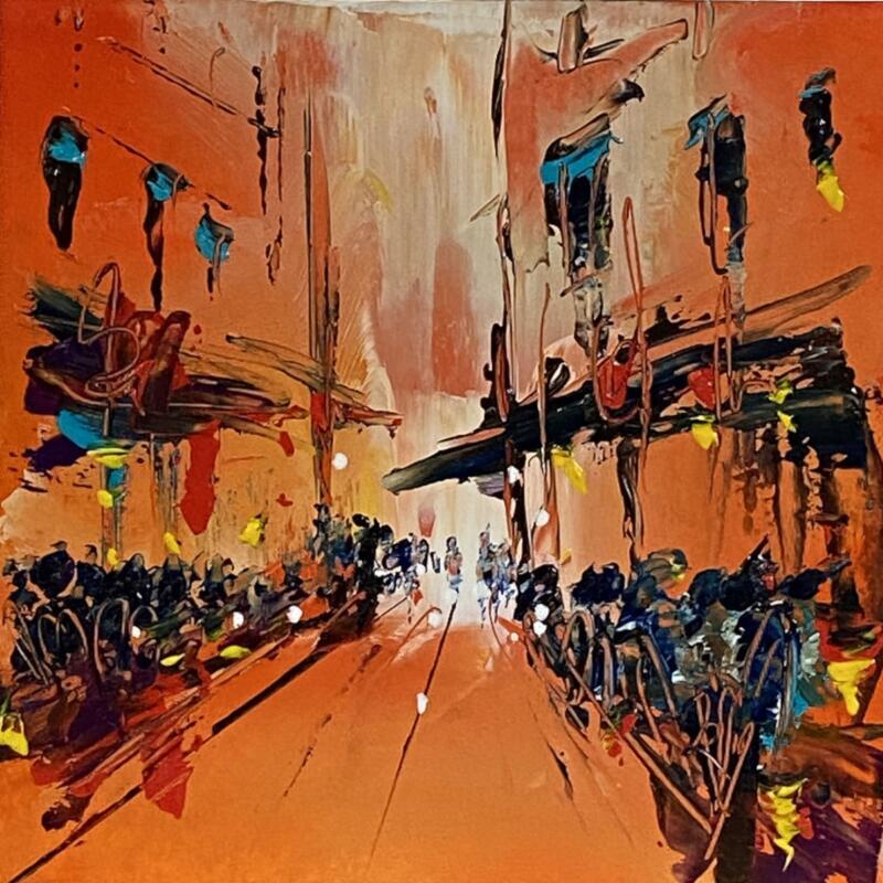 Painting Terrasses animées by Raffin Christian | Painting Figurative Urban Oil