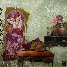 Painting Eva by Romanelli Karine | Painting Figurative Acrylic, Gluing Life style, Portrait