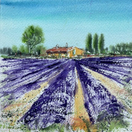 Gemälde Lavande parfum d’été devant la Bastide von Hoffmann Elisabeth | Gemälde