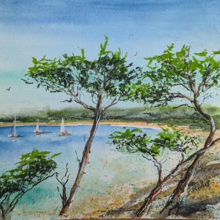 Painting Porquerolles brise salée by Hoffmann Elisabeth | Painting Figurative Watercolor Marine, Pop icons, Urban