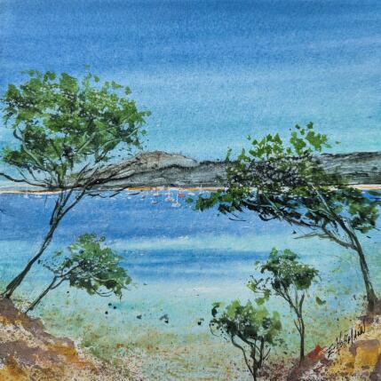 Peinture Porquerolles l'île au vent  par Hoffmann Elisabeth | Tableau Figuratif Aquarelle Marine