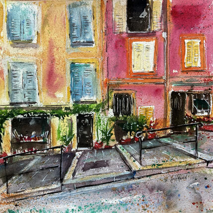 Painting Nice ruelle en pente très colorée  by Hoffmann Elisabeth | Painting