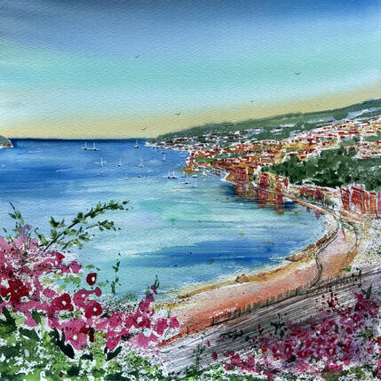 Painting Villefranche-sur-mer entre rivage et pétales colorées by Hoffmann Elisabeth | Painting