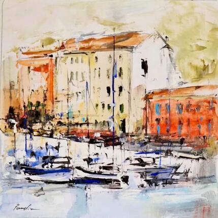 Gemälde Vue sur le port à Nice von Poumelin Richard | Gemälde Figurativ Acryl, Öl Natur, Pop-Ikonen