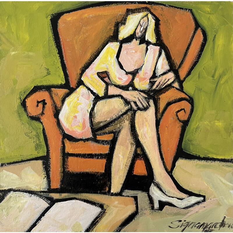 Peinture L'intrigue par Signamarcheix Bernard | Tableau Art naïf Acrylique Encre Pastel