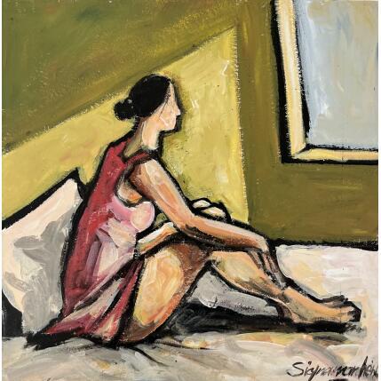 Peinture La chambre d'hotel par Signamarcheix Bernard | Tableau Art naïf Acrylique, Encre, Pastel