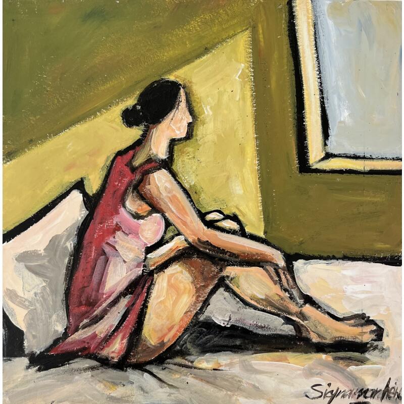 Peinture La chambre d'hotel par Signamarcheix Bernard | Tableau Art naïf Acrylique Encre Pastel