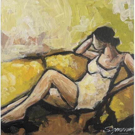 Peinture L'attente par Signamarcheix Bernard | Tableau Art naïf Acrylique, Encre, Pastel