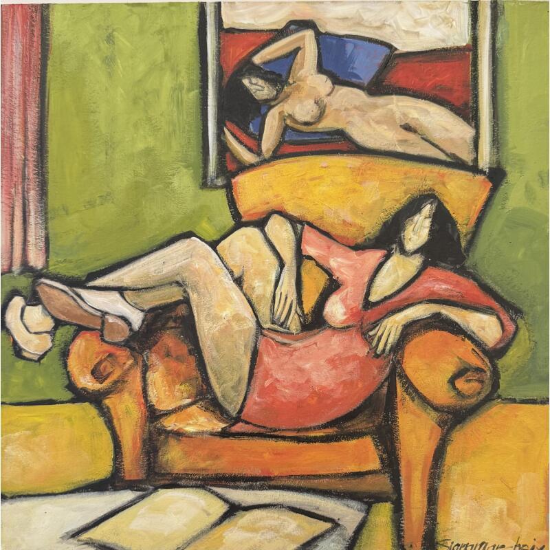 Painting Le dernier goncourt by Signamarcheix Bernard | Painting Naive art Acrylic Ink Pastel