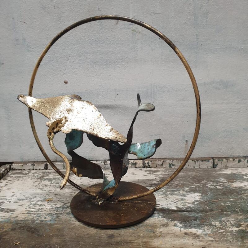 Sculpture Baby raie  by Eres Nicolas | Sculpture Figurative Animals Metal