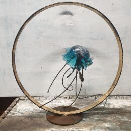 Escultura Meduse à la tête bleue  por Eres Nicolas | Escultura Figurativo Metal Animales