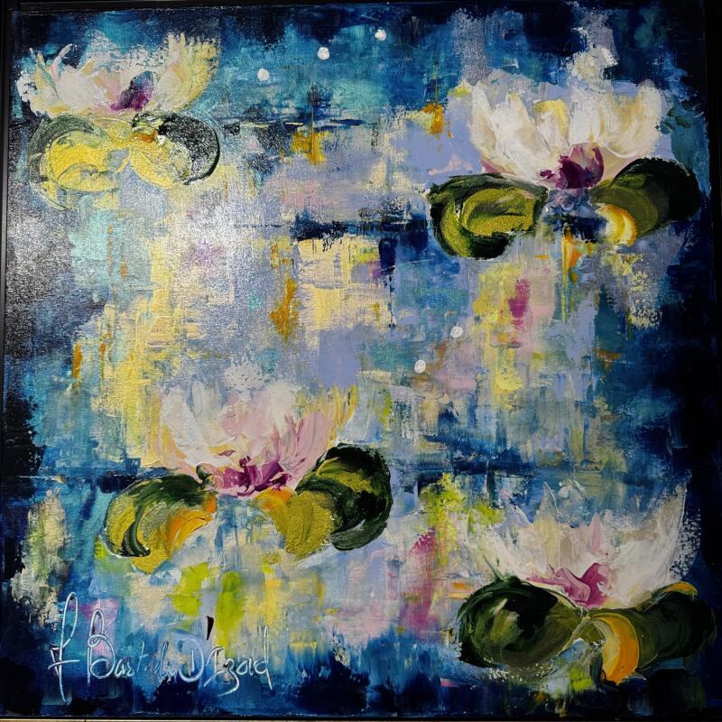 Peinture Nymphéas Azur et Asmar par Bastide d´Izard Armelle | Tableau Abstrait