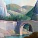 Pintura AR126 VILLAGE CORSE AU GRAND PONT por Burgi Roger | Pintura Figurativo Paisajes Naturaleza Acrílico