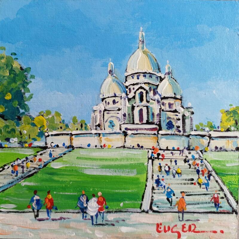 Gemälde LE SACRE COEUR DE MONTMARTRE von Euger | Gemälde Figurativ Urban Alltagsszenen Architektur Acryl