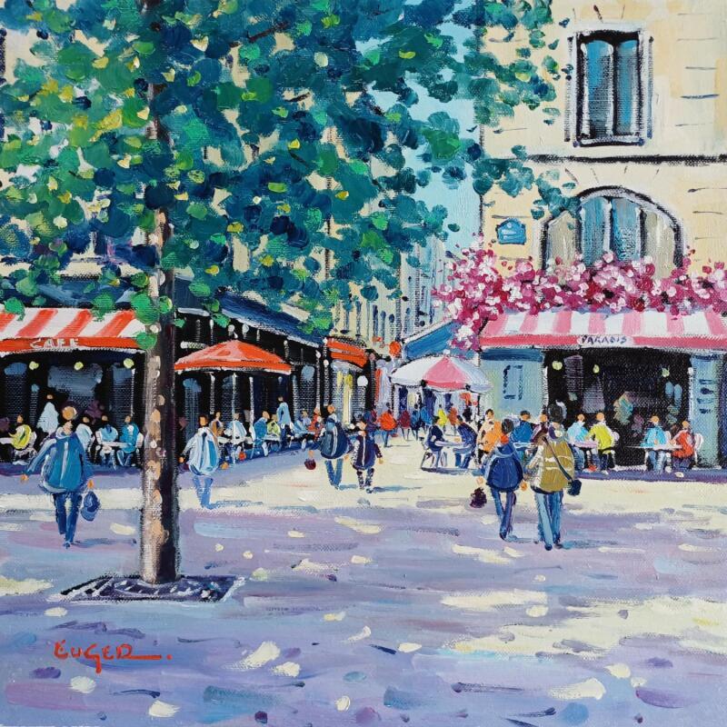 Pintura TERRASSES RUE SAINT MARTIN, LE MARAIS por Euger | Pintura Figurativo Sociedad Urbano Life style Aceite