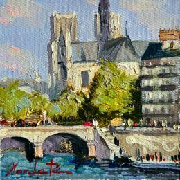 Painting The Calm of the Seine  by Xanlar | Painting Impressionism Oil Architecture, Landscapes, Urban
