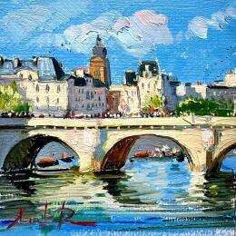 Painting Sur le Pont de la Seine  by Xanlar | Painting Impressionism Oil Architecture, Urban