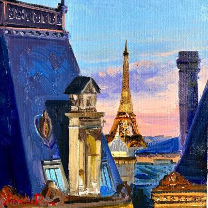 Peinture Parisian Nightscape  par Xanlar | Tableau Impressionnisme Huile Architecture, Urbain