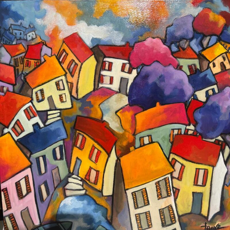 Peinture Promenade  par Fauve | Tableau Figuratif Paysages Acrylique