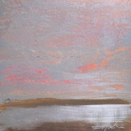 Painting Couché de soleil aux salins by Mahieu Bertrand | Painting Figurative Metal Landscapes