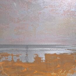 Peinture Couple plage des 3 digues par Mahieu Bertrand | Tableau Figuratif Métal Paysages