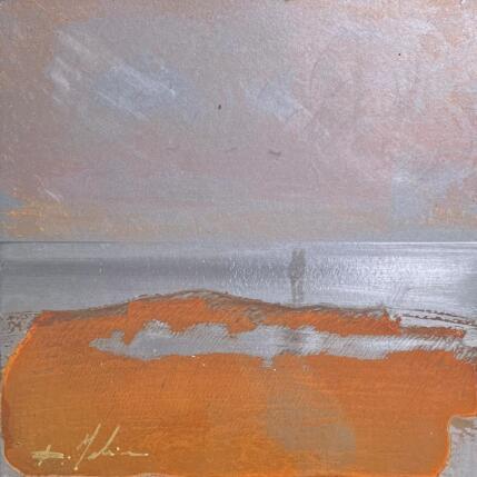 Painting Couple plage des 3 digues 2 by Mahieu Bertrand | Painting Figurative Metal Landscapes