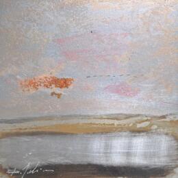 Painting Nocturne aux salins by Mahieu Bertrand | Painting Figurative Metal Landscapes