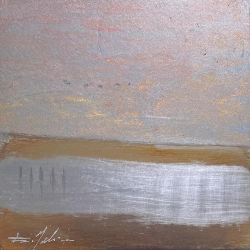 Pintura Soir aux salins 1 por Mahieu Bertrand | Pintura Figurativo Paisajes Metal