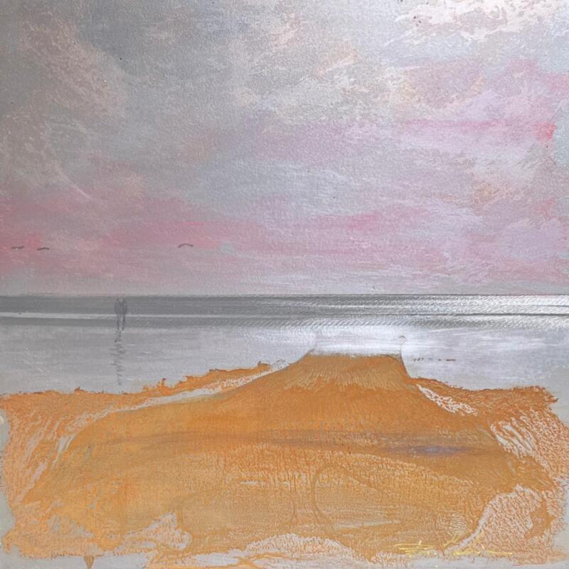 Painting Nocturne à la plage by Mahieu Bertrand | Painting Figurative Landscapes Metal