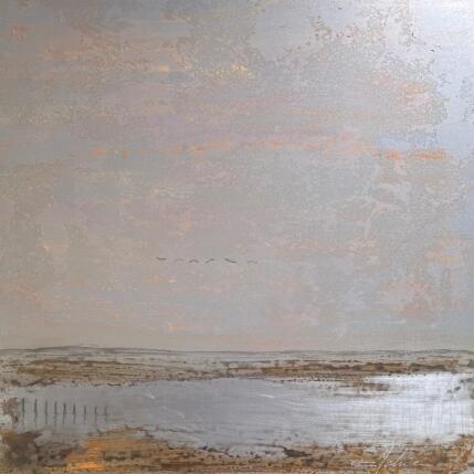 Painting Soir aux salin 1 by Mahieu Bertrand | Painting Figurative Metal Landscapes